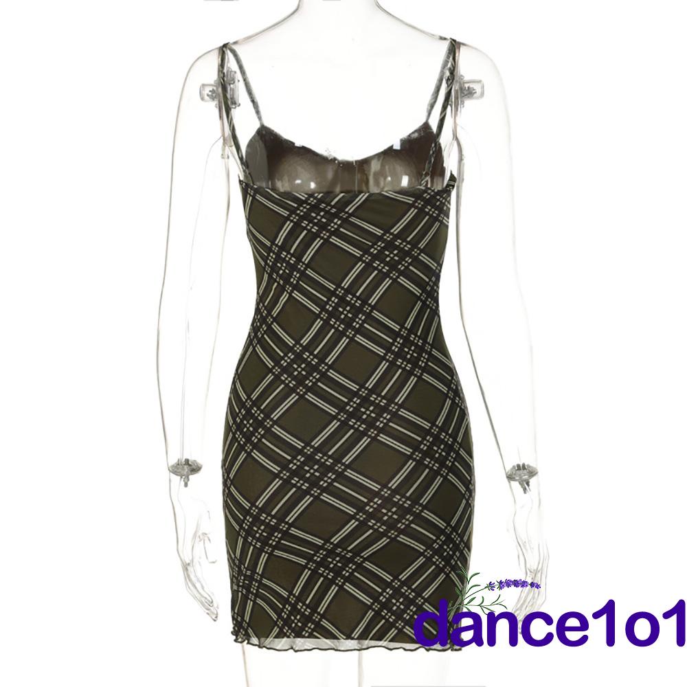 ✲EB✰Y2K Retro Plaid Print Mini Dress 90S 00S Aesthetic streetwear