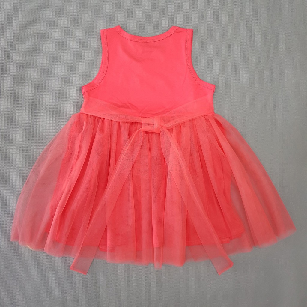 Đầm thun chân voan thêu heo peppa dễ thương bé gái 11-36kg