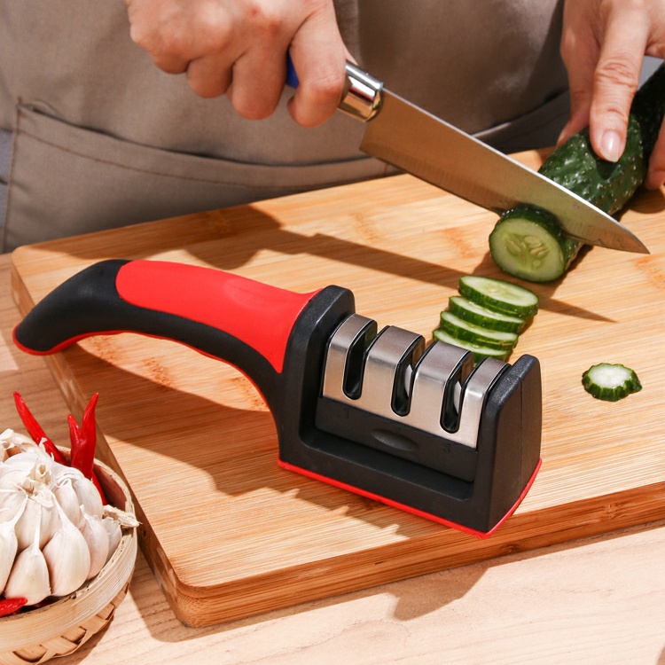 Dụng cụ mài dao kéo 3 rãnh có tay cầm tiện lợi