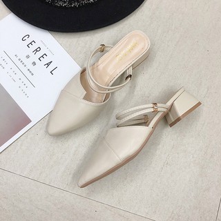Dép sục bít mũi phối dây da chất đẹp gót 2cm
