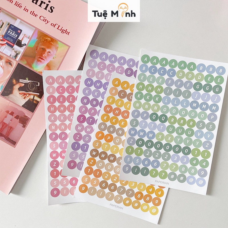 Sticker chữ cái alphabet in hoa màu pastel STI56 nhãn dán chữ tiếng anh trang trí đa năng