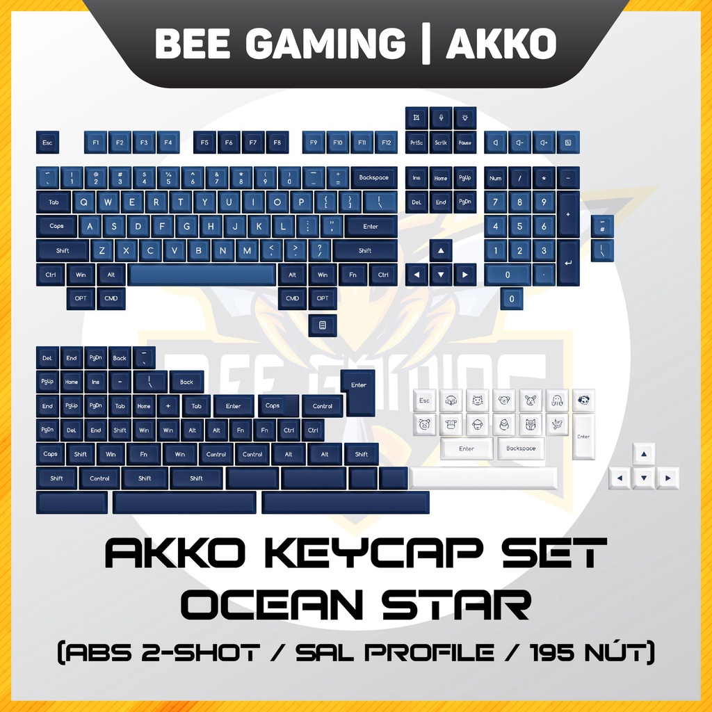 Bộ keycap AKKO – Ocean Star (Chất liệu ABS Double-Shot / SAL profile / 195 nút)