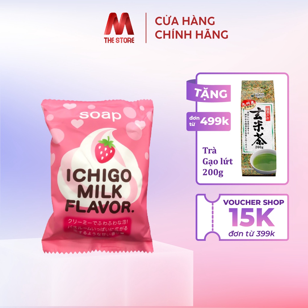 Xà phòng tắm Pelican chiết xuất dâu tây &amp; sữa tươi 80g