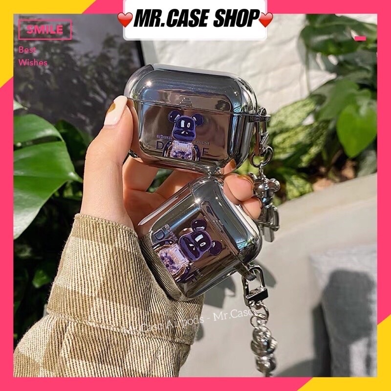 Case Airpods 1/2 /Pro Vỏ Ốp Tai Nghe Hình Kaws Màu Xanh Siêu Ngầu Tráng Gương Kèm Móc khoá - Mr.Case AirPods