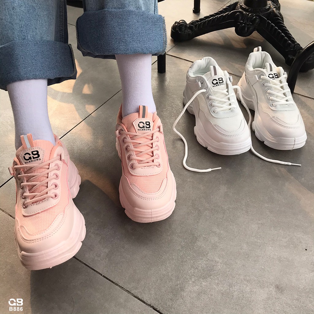 [Mã FAGREEN245 giảm 10% tối đa 30k đơn từ 99k] Giày Thể Thao Nữ giayBOM Đế Cao 3 cm Da Phối Vải B886 | BigBuy360 - bigbuy360.vn