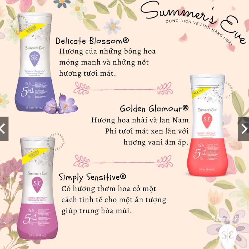 Dung Dịch Vệ Sinh Hằng Ngày cho Phụ nữ Summer's Eve  444ml 5in1 Mỹ Summer Eve