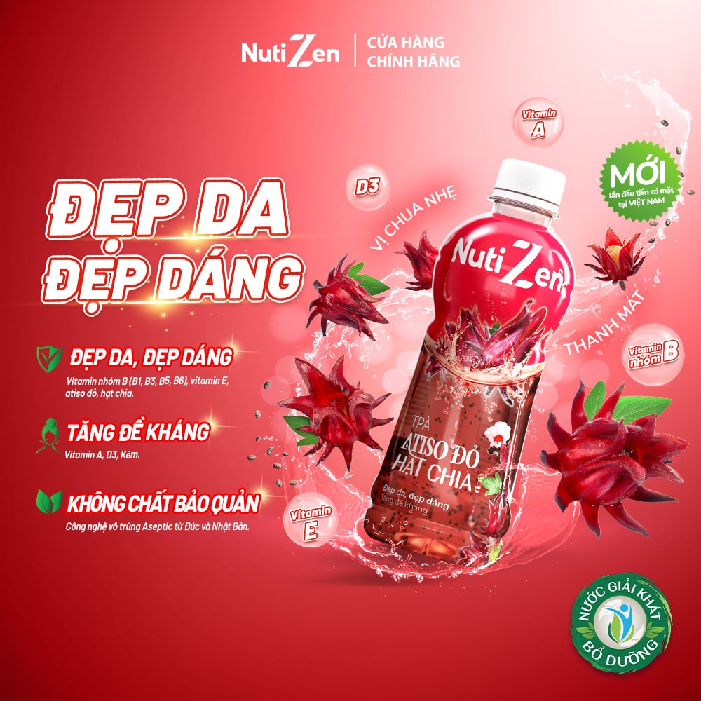 Lốc 6 Chai 290ml Trà Atiso Đỏ Hạt Chia Nutizen - NUTIFOOD - YOOSOO MALL