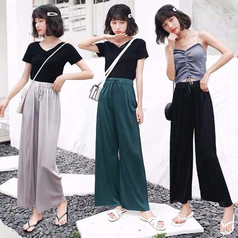 Quần Dài Nữ Lưng Cao Ống Rộng Bằng Vải Chiffon M L Xl | BigBuy360 - bigbuy360.vn