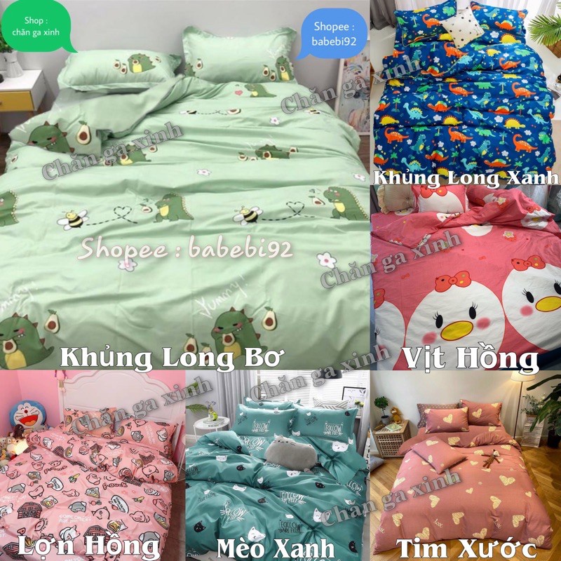 Bộ 5 Món Vỏ Chăn Ga Gối Coton poly Cao Cấp Nhiều Màu ( không kèm ruột)