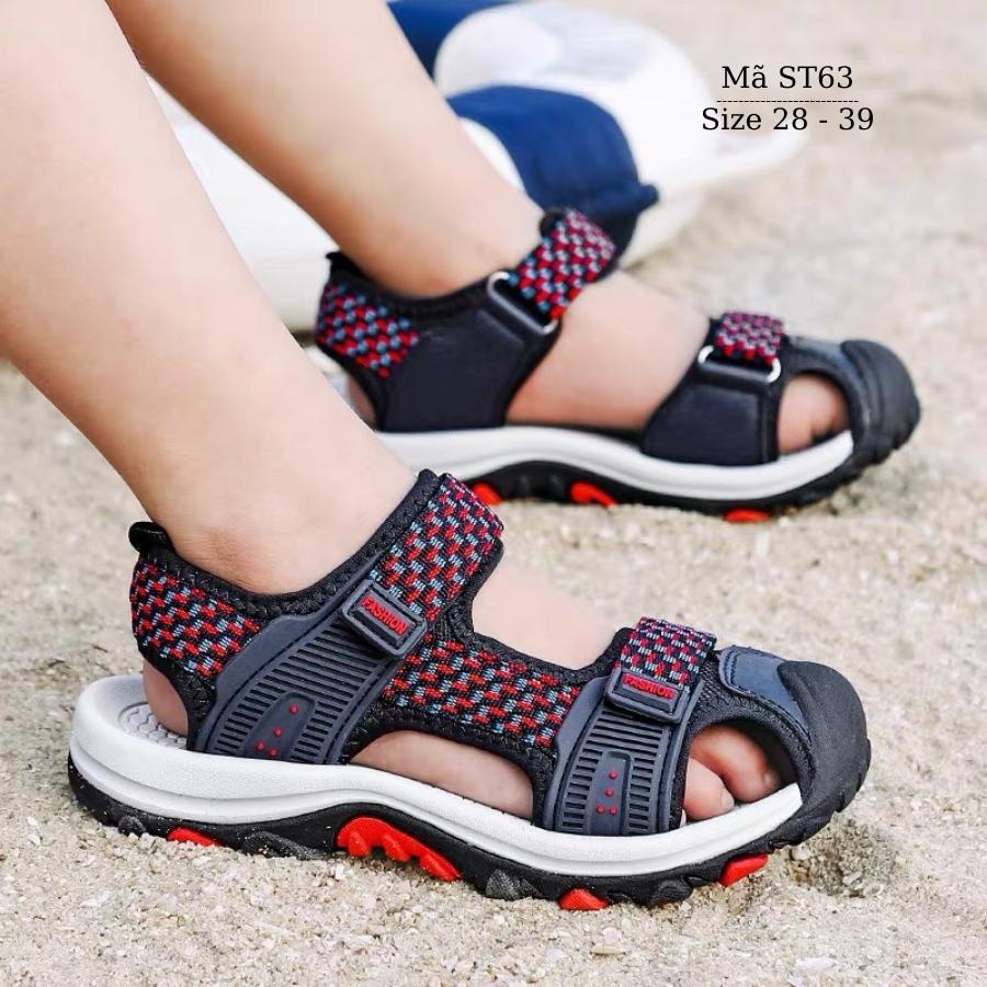 Sandal bé trai 4 -12 tuổi bít mũi thể thao năng động và cá tính - Dép rọ quai hậu thời trang cao cấp đi học đi chơi ST63