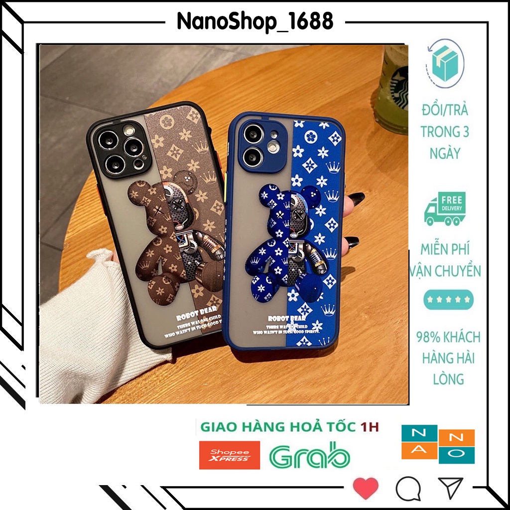 Ốp Iphone Lưng Nhám,Chống Bẩn Bảo Vệ Camera In Hình Gấu Kaws 7Plus,8Plus,x,xs,xsmax,11,11promax,12,12promax,13,13promax