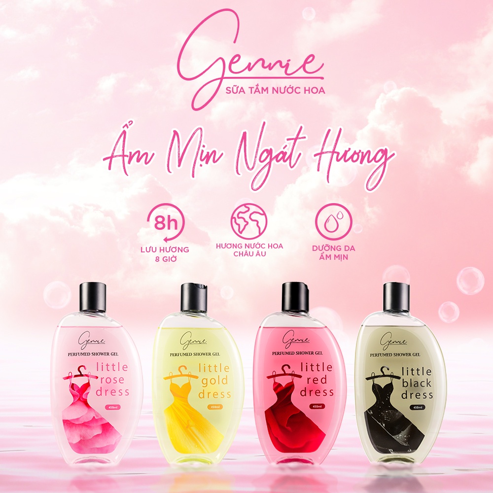 Bộ đôi Nước hoa và Sữa tắm Nữ Gennie Little Rose Dress 50ml + 450ml