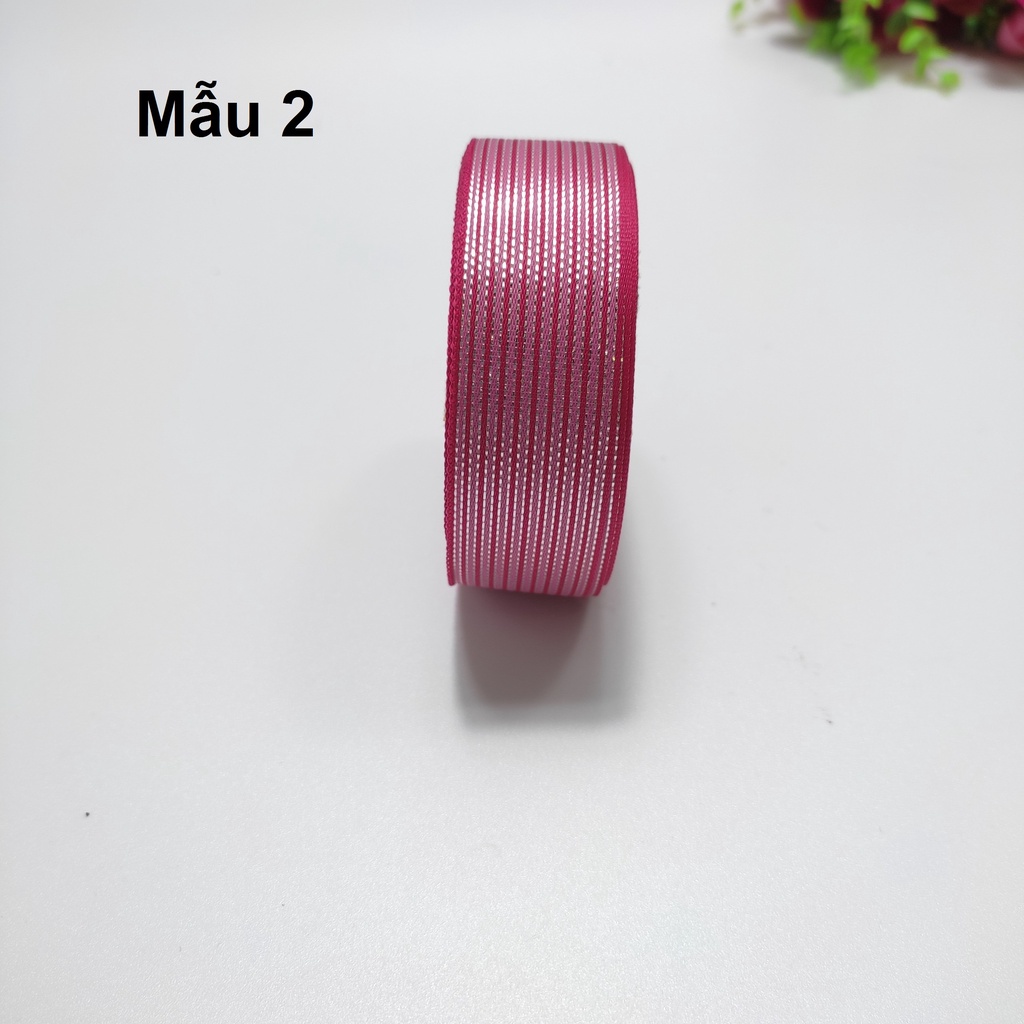 [1 mét] Ruy băng sọc viền nhũ kim 2.5cm nhều loại làm nơ kẹp tóc phụ kiện handmade Pinky Shop