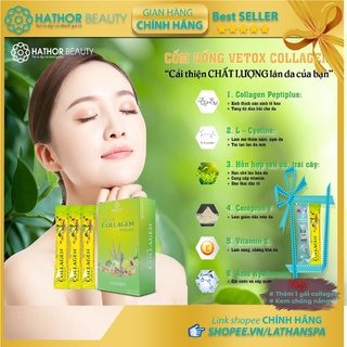 Collagen đẹp da [Tặng thêm kem chống nắng + 1 gói vetox Collagen] Vetox Hathor Beauty giúp da khoẻ đẹp