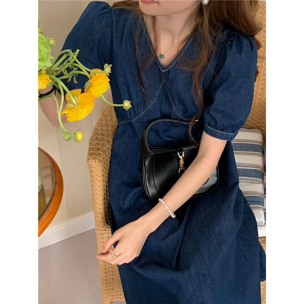 Đầm Denim Dáng Ôm Cổ Chữ V Thắt Eo Thời Trang Dành Cho Nữ 51273