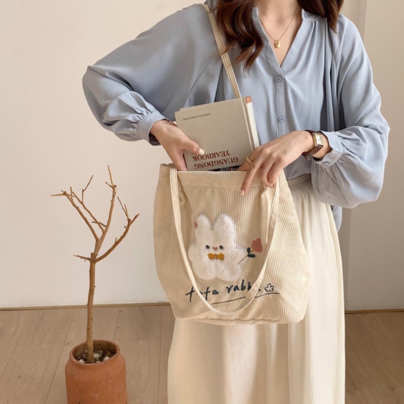 Túi Xách Đeo Vai Vải Nhung Kẻ Cỡ Lớn Phong Cách Cổ Điển