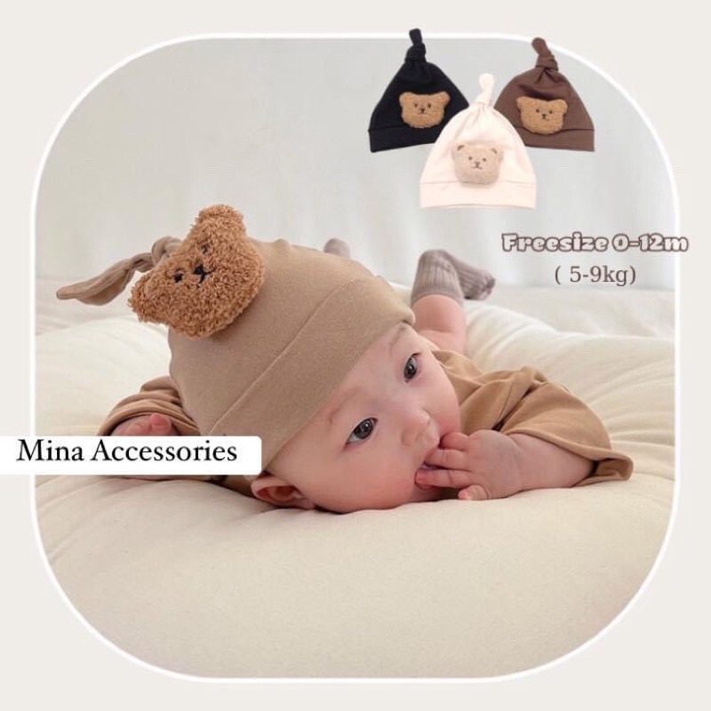 Mũ cotton gấu bông Mina dễ thương cho bé sơ sinh