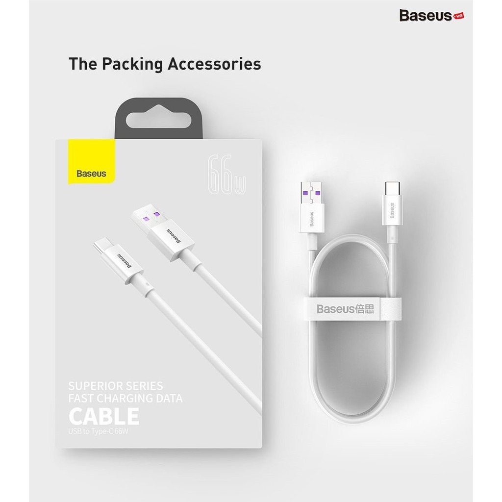 Cáp sạc nhanh 66W Baseus Superior Series Type-C ( lên đến 6A, data 480Mbps, ABS+TPE, Fast Charging Data Cable ) dài 2m