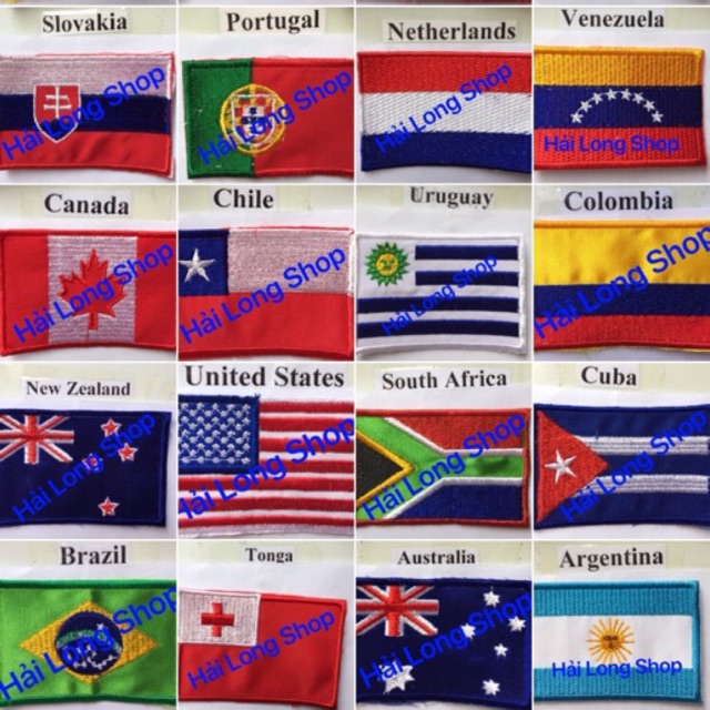 Combo 5 cờ thêu các nước - ( Flags of the world ) - size 5cmx7cm