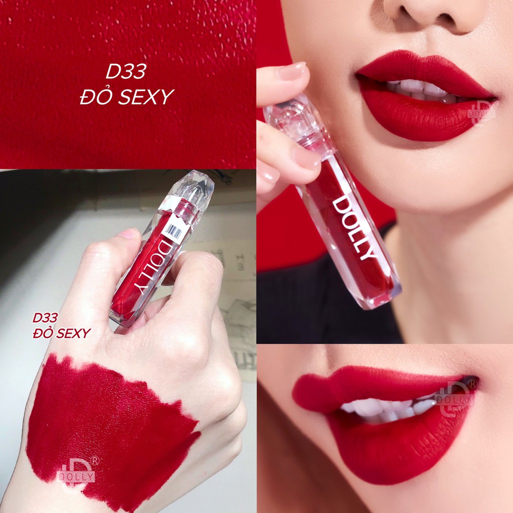 Son Lì Son Kem DOLLY DIAMOND VELVET Không Chì Cao Cấp Chính Hãng Màu Đỏ Sexy