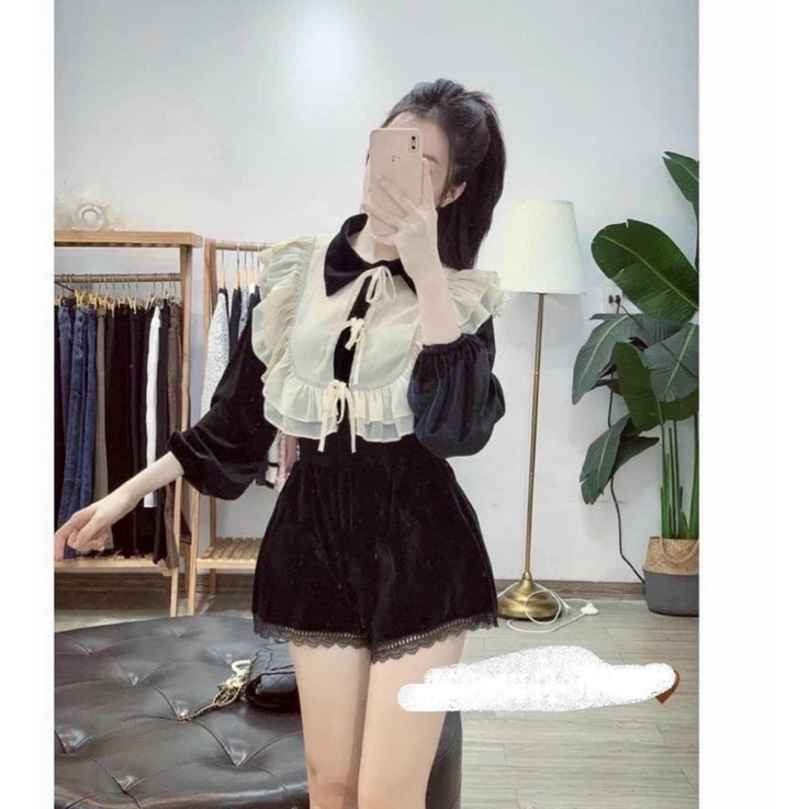 áo nhung bigsize tiểu thư 55kg-95kg❤️❤️tặng dây cột tóc
