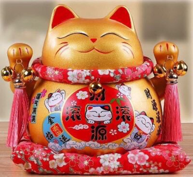 Mèo thần tài, mèo may mắn maneki neko phúc lộc viên mãn 20cm (kèm đệm) | BigBuy360 - bigbuy360.vn
