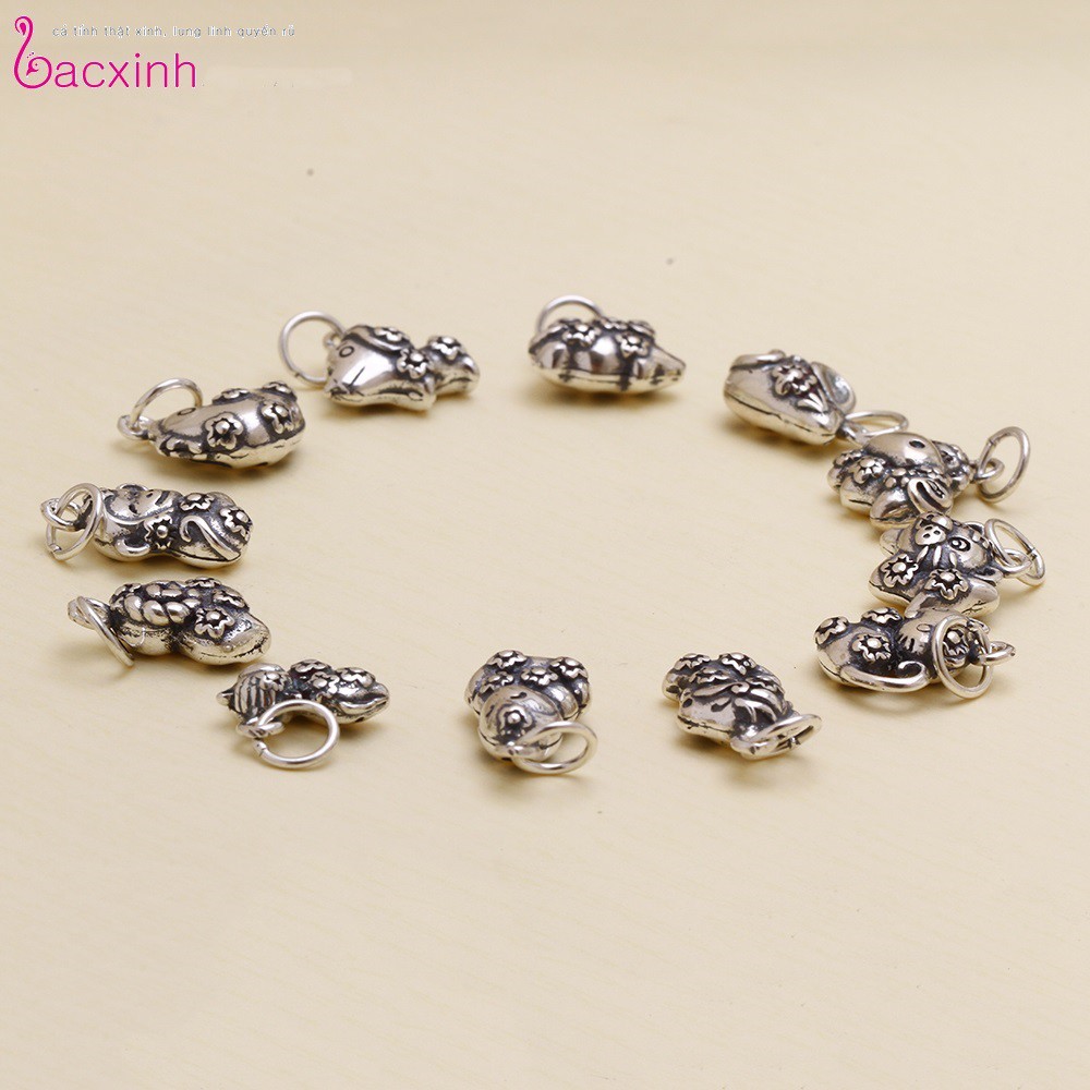 Mặt đeo dây chuyền, lắc tay, lắc chân cho bé 12 con giáp bạc Thái 925 Bạc Xinh Huệ NGân- Quà tặng tuổi Tuất PP1385-MDC