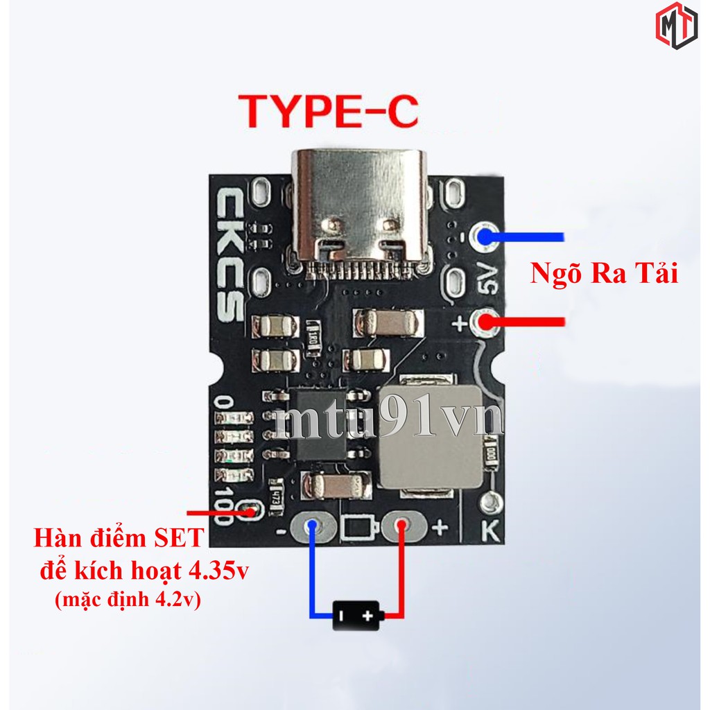 Mạch tăng áp tích hợp sạc xả cổng Type-C 5v 2A - dùng cho pin 18650 - lion - lithium 3.7v 4.2V (Mạch Chế Sạc dự phòng)