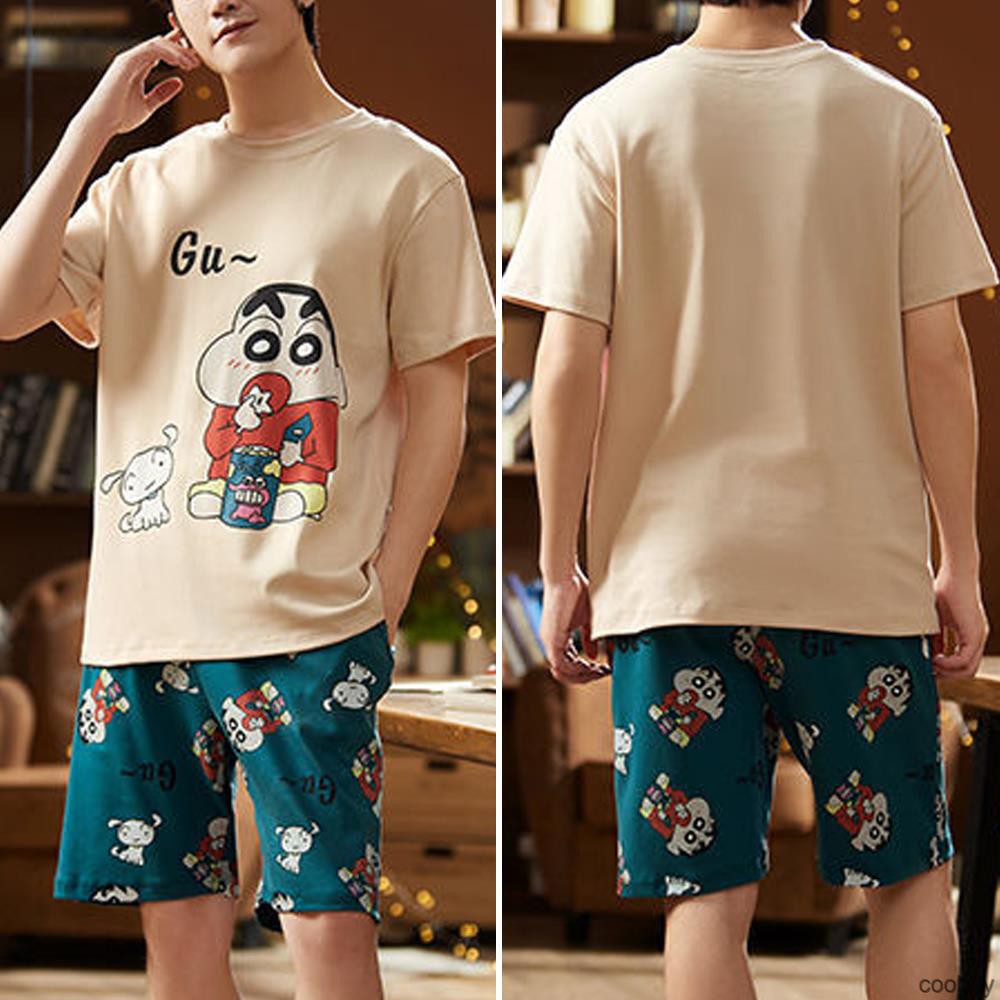 Bộ Đồ Ngủ Pijama Nam Áo Thun Và Quần Ngắn Họa Tiết Thời Trang Thời Trang Cho