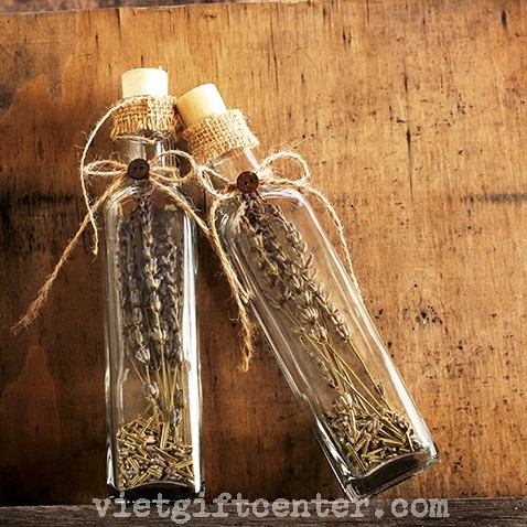 Chai thủy tinh lavender handmade trang trí