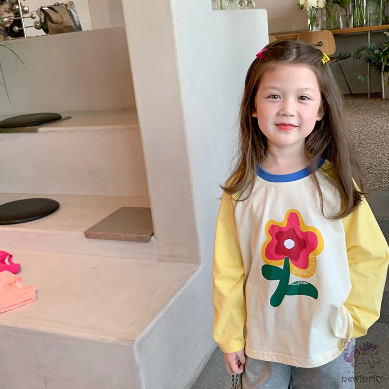 Áo Thun Dài Tay In Hoa Cho Bé Gái