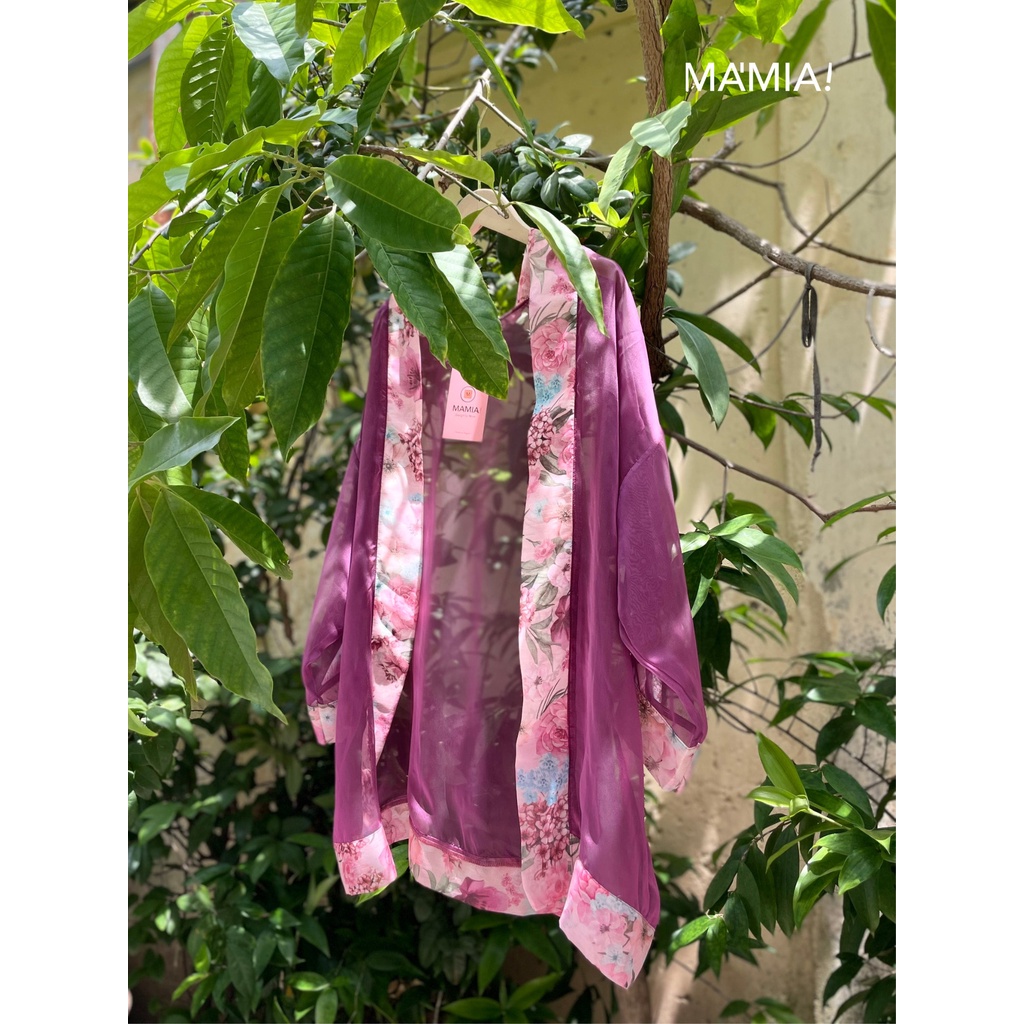 Áo khoác Kimono MA'MIA tơ viền hoa cao cấp