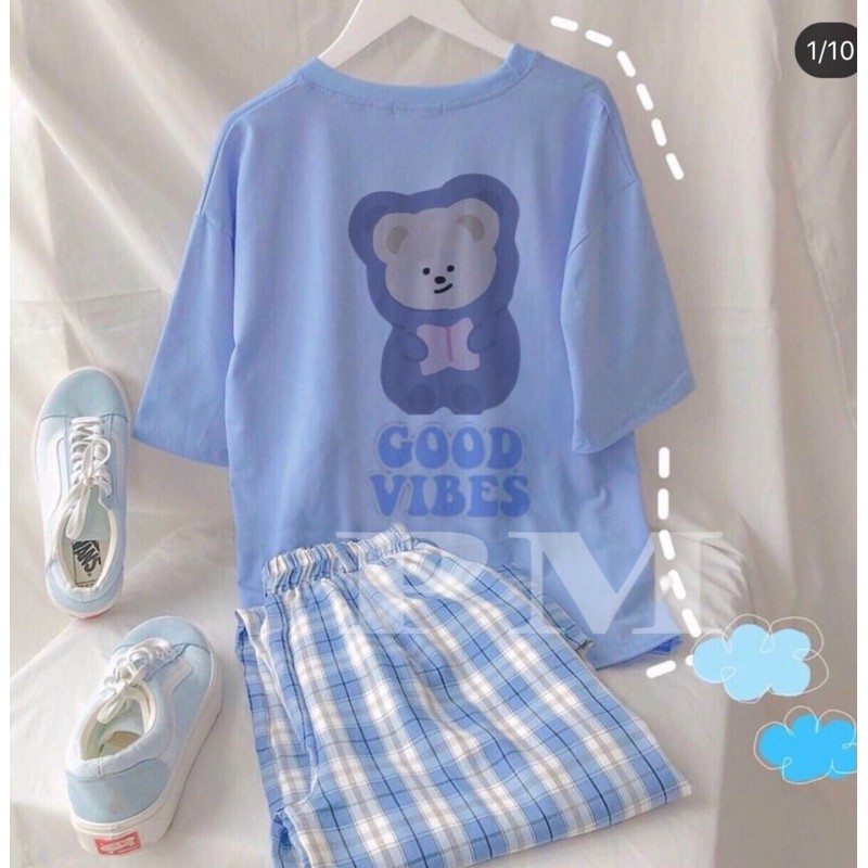 Sét Đồ Bộ Nữ Xinh Cute Quần Caro Kate Ống Rộng Phối Áo Thun Nữ Form Rộng Tay Lỡ Thời Trang Trẻ Teen Hàn Quốc (NHIỀU MẪU)