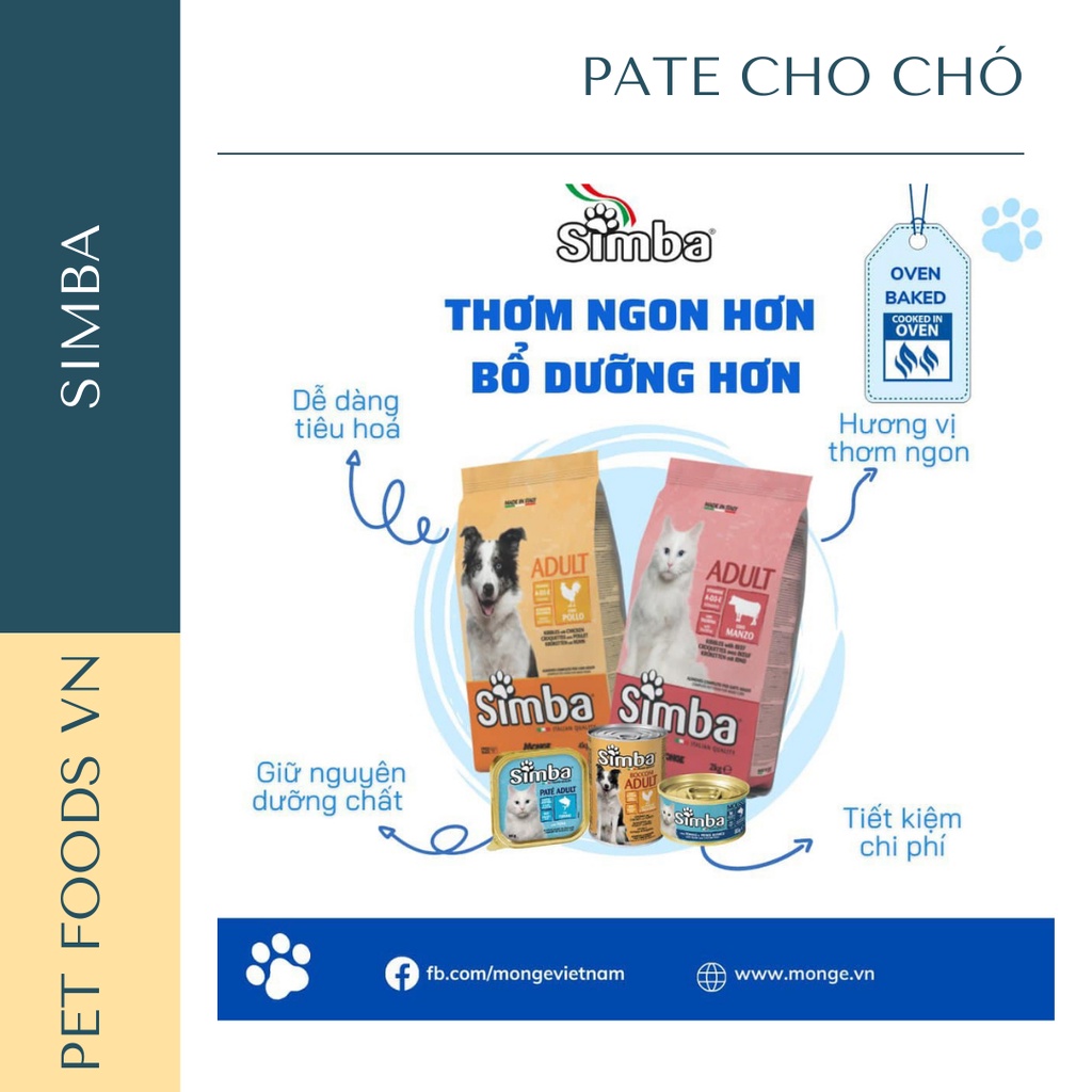 Pate cho chó SIMBA vị Gà và Cừu