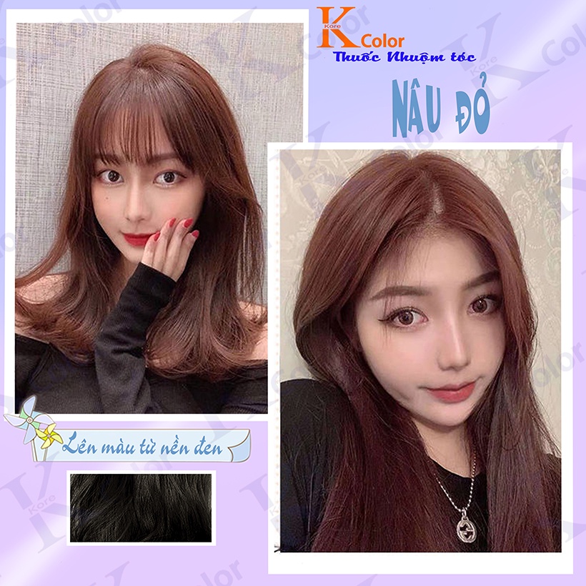Thuốc nhuộm tóc NÂU ĐỎ không tẩy sử dụng tại nhà nhiều thảo dược giá rẻ Kcolor
