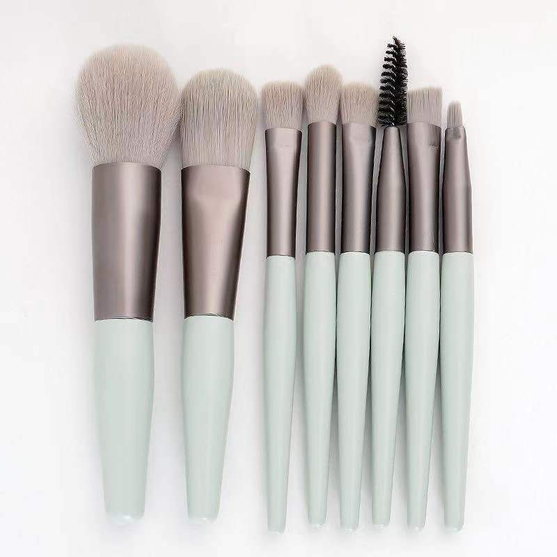 SET 8 Cọ Đánh Phấn Trang Điểm Kèm Túi Khóa Kéo Phong Cách Vintage GALA HOME