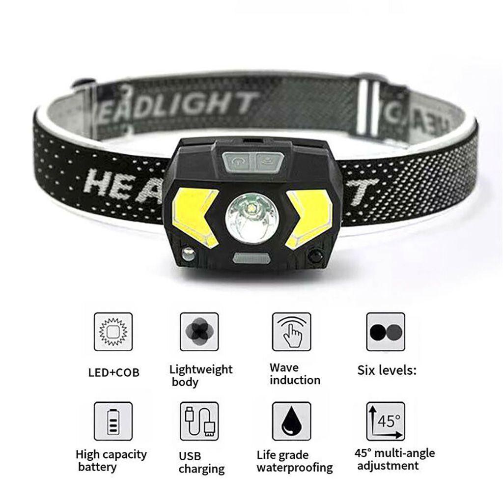 Đèn Pin Đeo Đầu Mini Siêu Sáng Sạc USB Tiện Dụng Mang Theo Cắm Trại