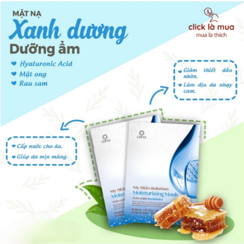 Mặt nạ dưỡng trắng cấp ẩm dịu da Hàn Quốc Cana My Skin Solution da dầu mụn da khô da hỗn hợp lão hoá, nhạy cảm 25g