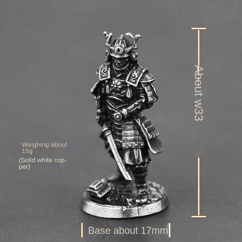 Mô Hình Người Lính Samurai Nhật Bản Bằng Đồng Trắng Để Bàn Trang Trí
