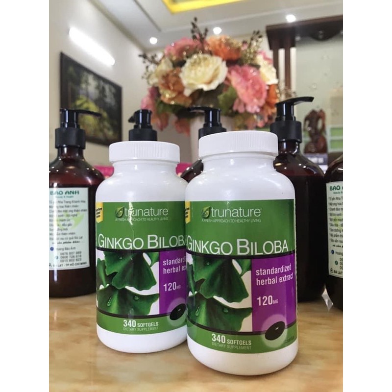 Viên uống Ginkgo Biloba 120mg With Vinpocetine Trunature Mỹ 340 viên bổ não