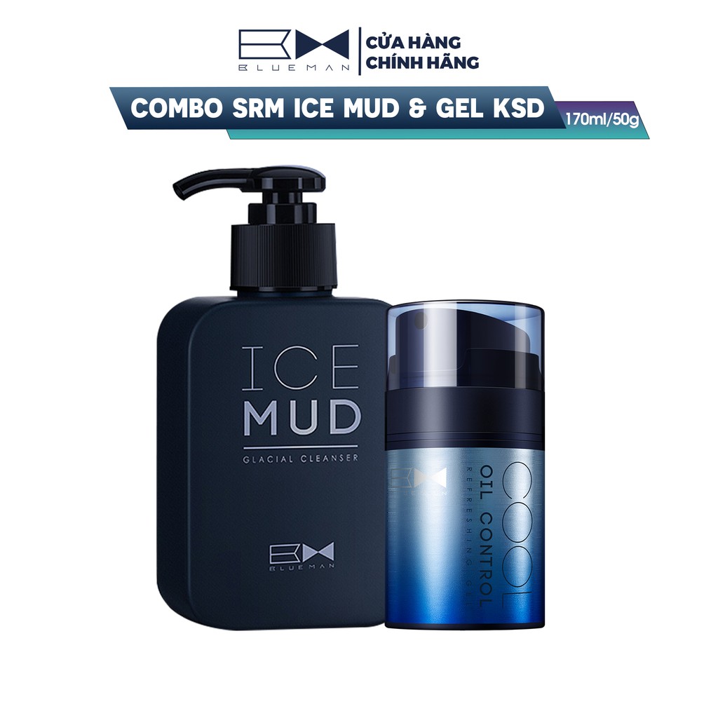 Combo Sữa Rửa Mặt Ice Mud + Gel Kiểm Soát Dầu Nhờn BLUEMAN 170ml+50g