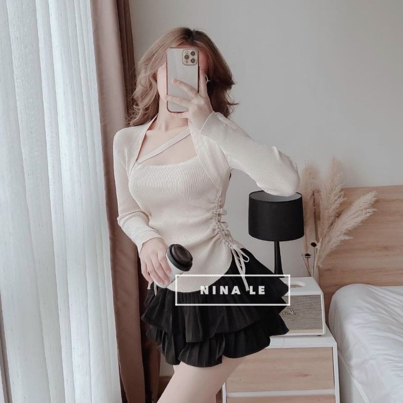 Áo thun cổ U vạt bầu 1 dây chéo giữa hot hit(U.N.G)