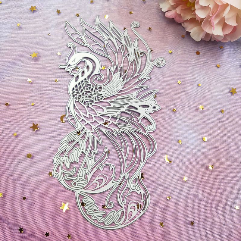 Khuôn cắt giấy kim loại tạo hình chim phượng hoàng xinh xắn chất lượng cao