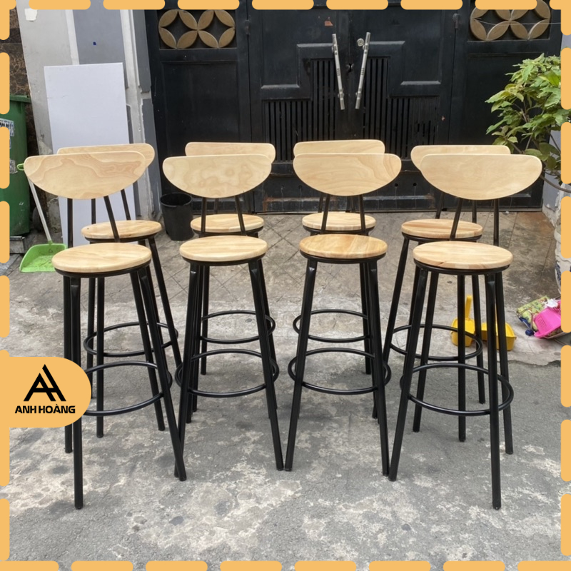 Ghế quầy bar ngồi ngắm cảnh ban công, chill thư giãn, mới 💯 màu gỗ
