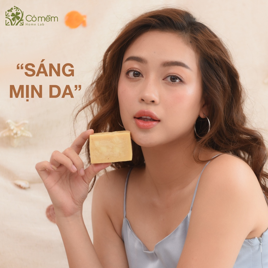 Xà Bông Tắm Thiên Nhiên Cam Gừng An Toàn Sáng Da Cỏ Mềm 90g