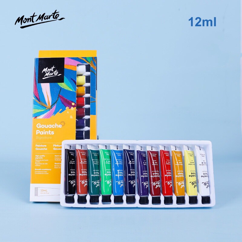 [TẶNG KÈM GIẤY VẼ] Màu nước, Acrylic, Gouache Mont Marte 12ML