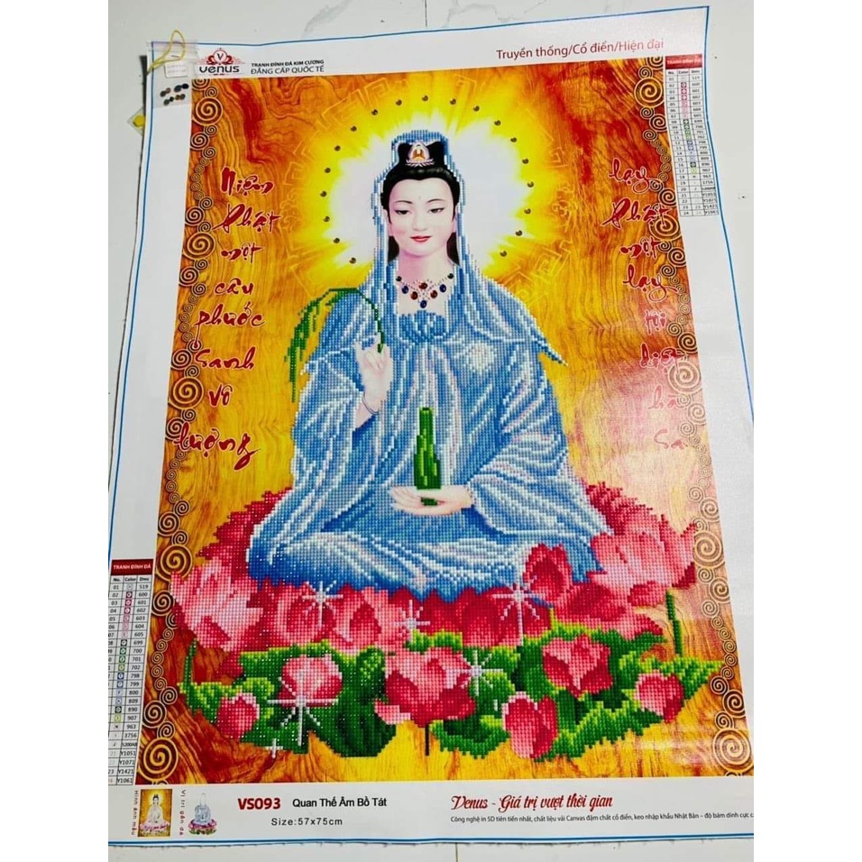 Tranh Đính Đá Phật Quan Âm - tranh chưa đính đá
