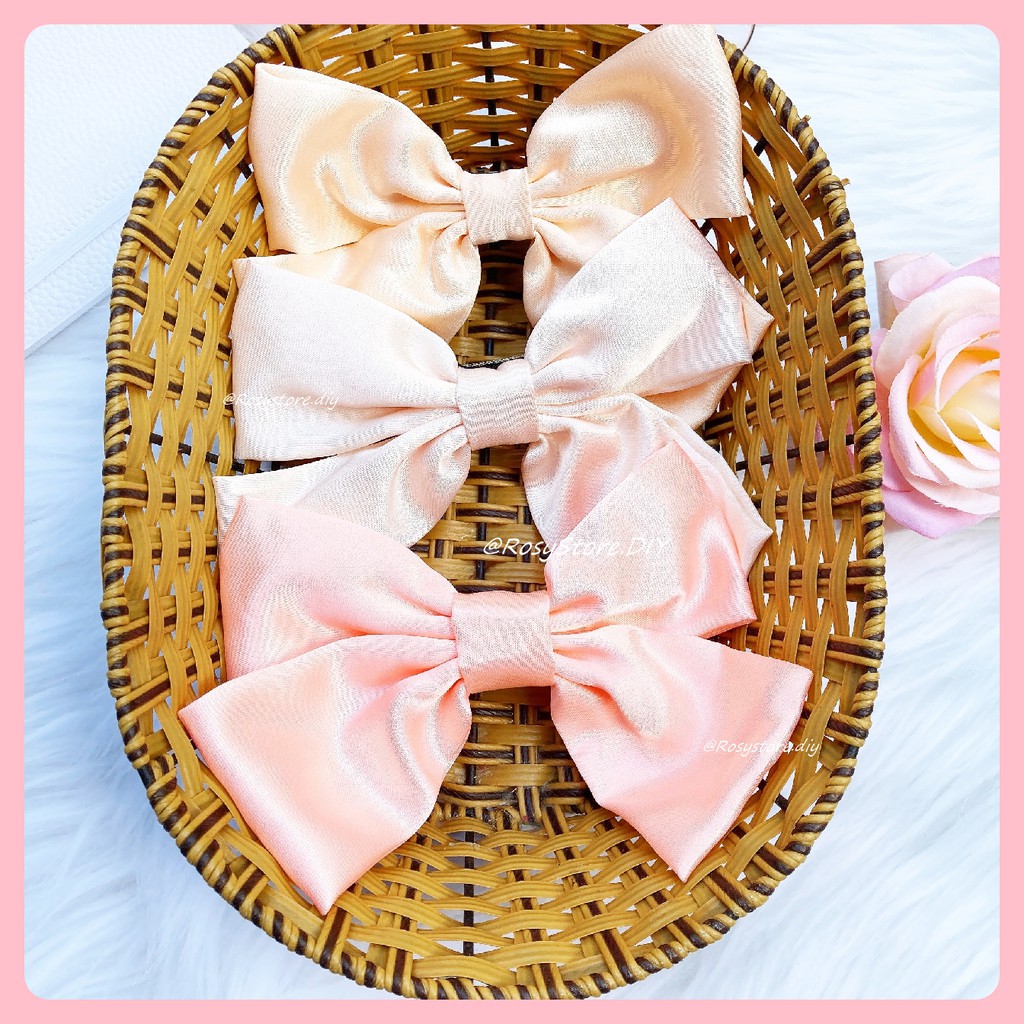 KẸP NƠ TIỂU THƯ LỤA SATIN VÀNG CAM SANG TRỌNG- KẸP TÓC THỜI TRANG PHỤ KIỆN NỮ GIÁ RẺ