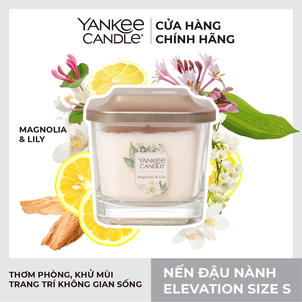 Nến ly vuông Elevation Yankee Candle size S - Magnolia &amp; Lily (96g)