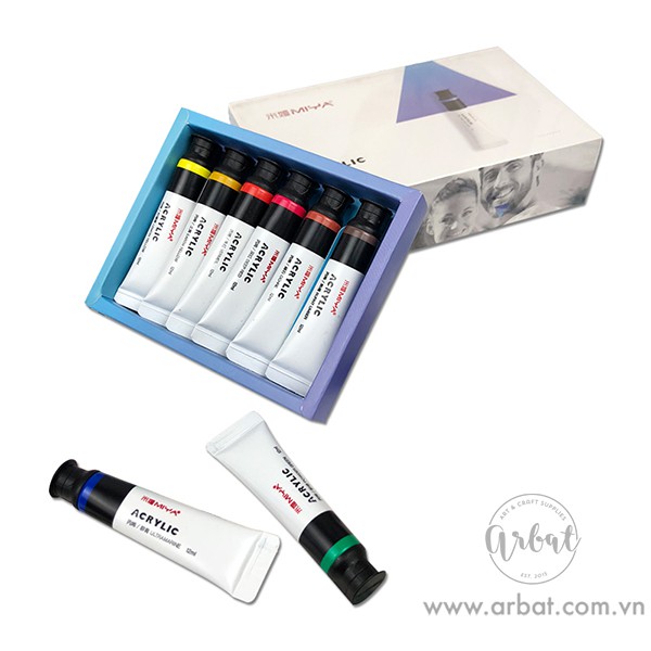 [ARBAT] Set màu acrylic cơ bản Miya tuýp 12ml